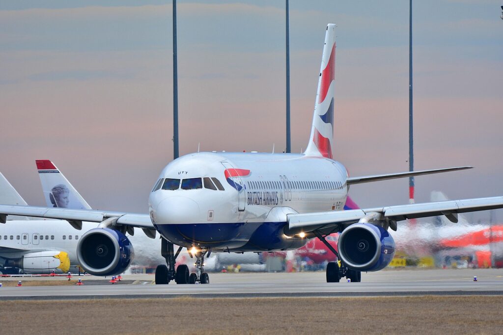Traveler boarding an airplane